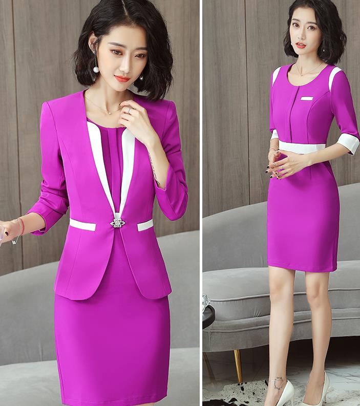 美容師工裝套服紫色