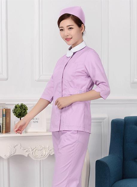 七分袖護士服分體套裝側面