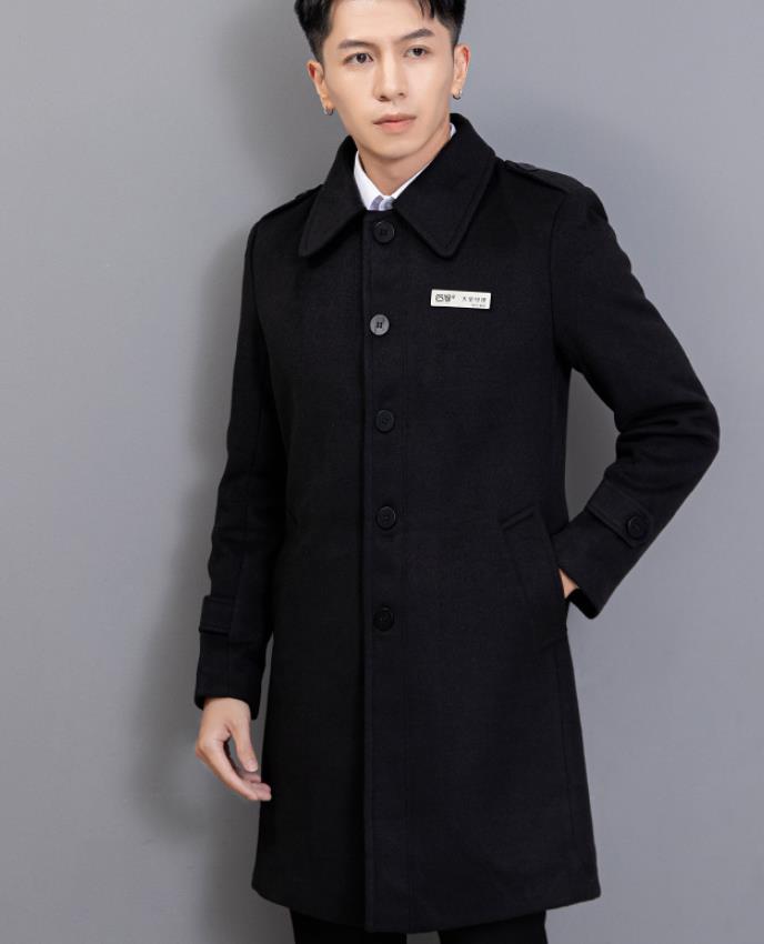 秋冬職業(yè)裝毛呢大衣,銀行工作服外套男