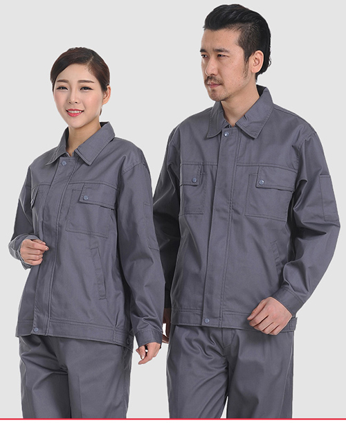 春秋長(cháng)袖建筑工地工作服套裝男女同款深灰色