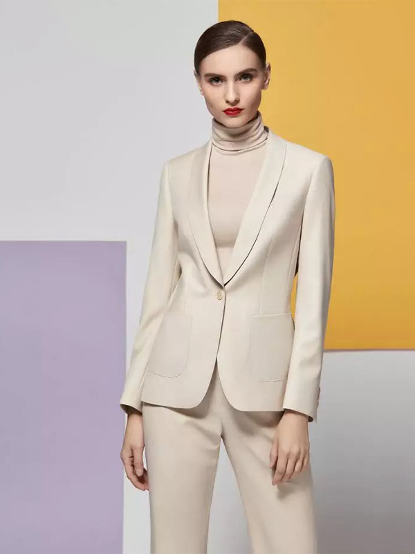 OL米白色西服套裝職業(yè)女裝