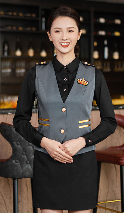 酒吧/夜場(chǎng)/KTV服務(wù)員工作服馬甲長(cháng)袖套裝圖2