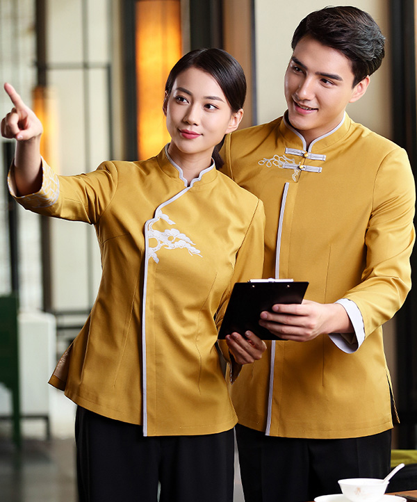 中式酒店/飯店/火鍋店服務(wù)員工作服國風(fēng)長(cháng)袖