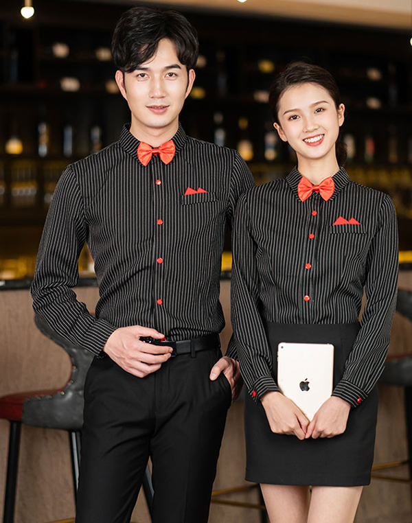 KTV酒吧工作服襯衫長(cháng)袖,餐廳影院服務(wù)員工裝