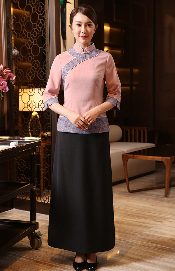 茶樓茶藝師工作服長(cháng)袖女,餐飲飯店火鍋服裝秋冬