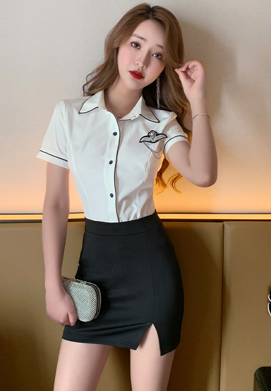 夜店工作服襯衫包裙套裝,氣質(zhì)顯瘦性感