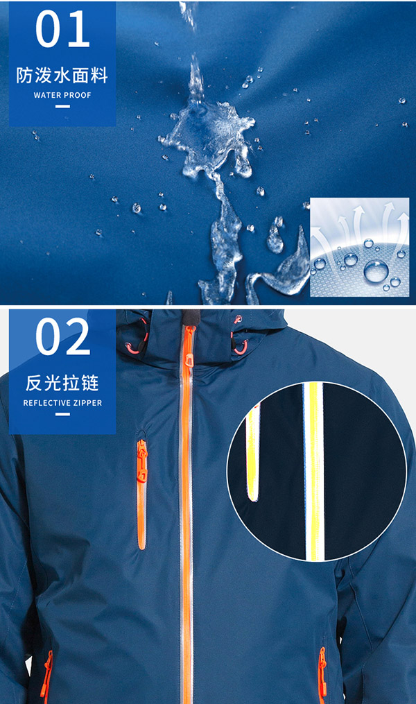 三合一沖鋒衣團體服產(chǎn)品特色1