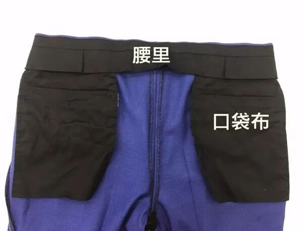 西褲的內部結構背面