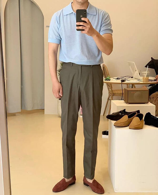 Polo衫搭配西褲